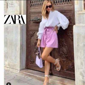 NWT ZARA  Polka dot Paperbag Shorts SKORT SMALL